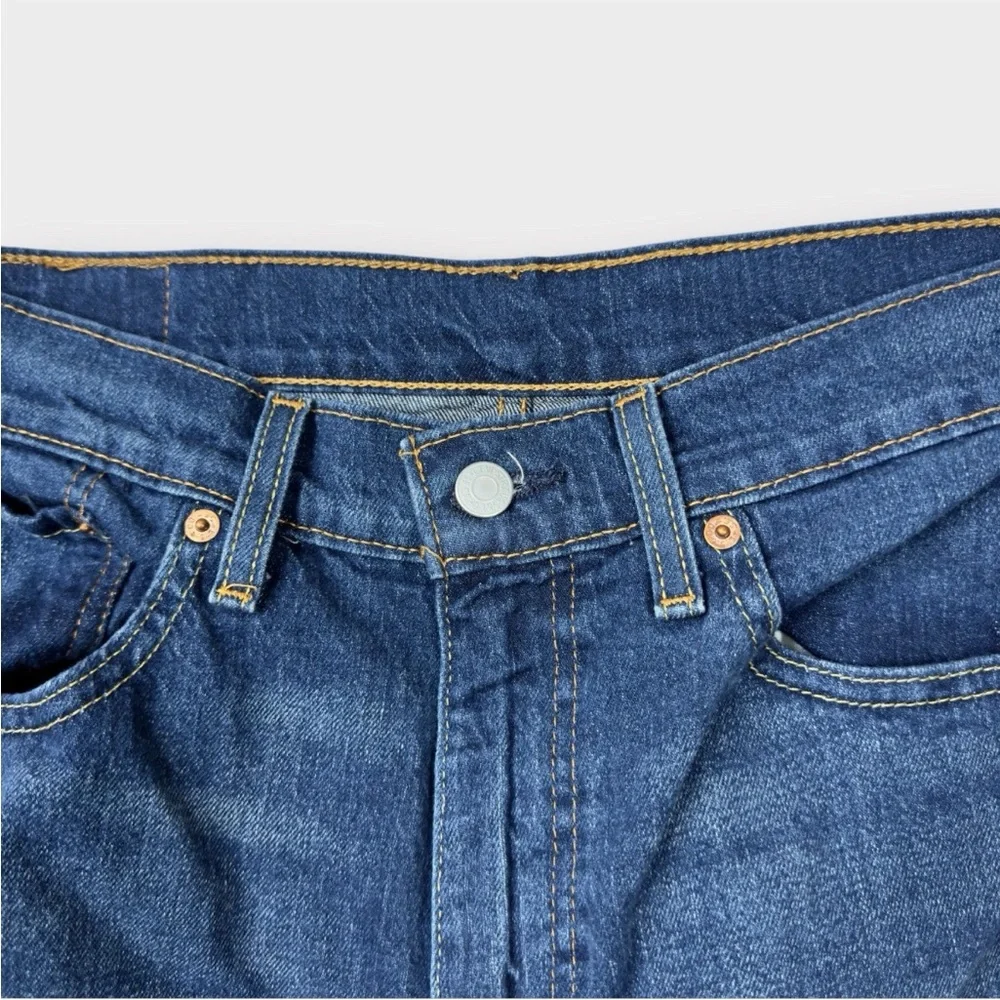 Levis 505 Straight Mid Rise Jeans Mens 34x30 Blue Medium Wash Stretch Preppy